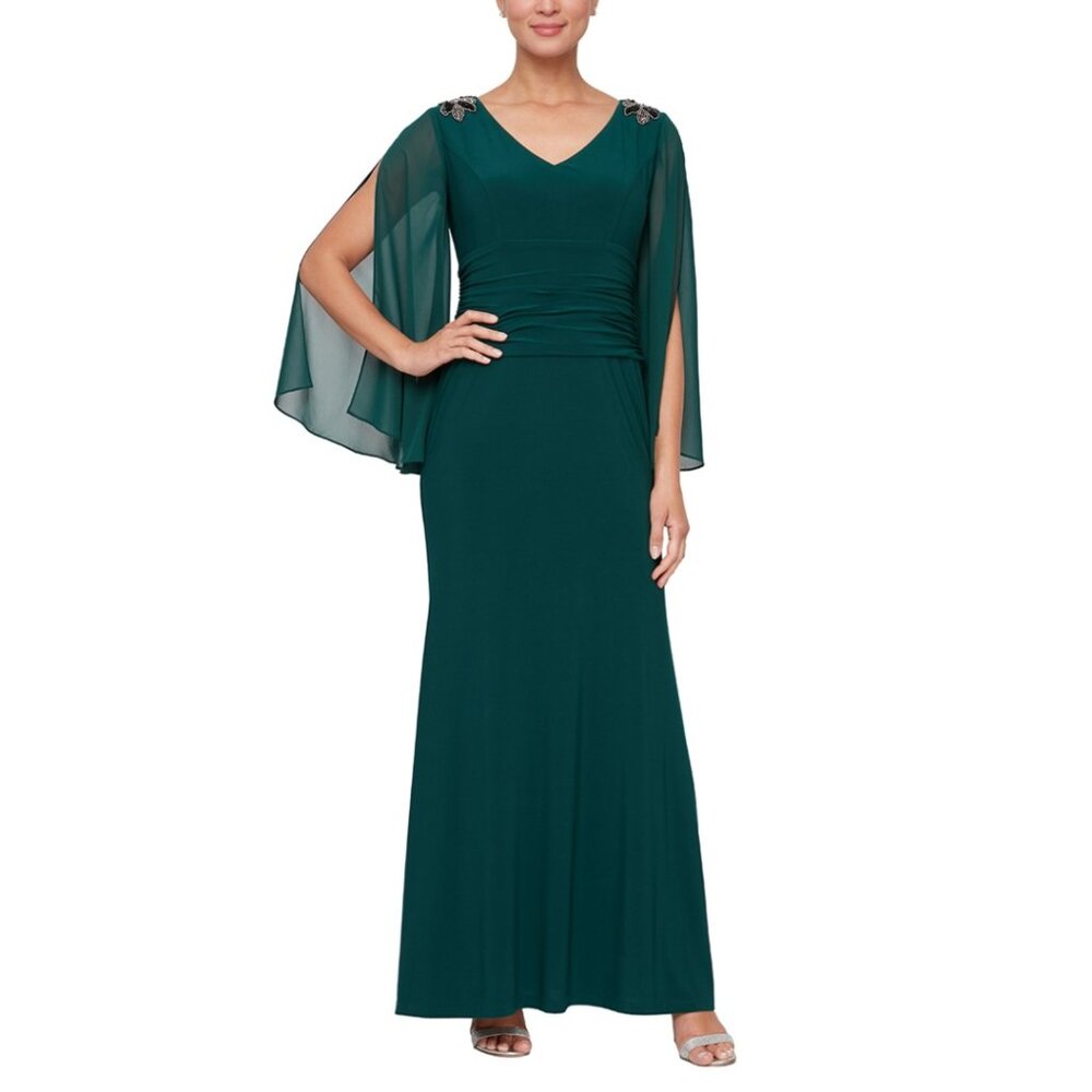 NWT Pine Alex Evening Long Formal Gown With Sleeves